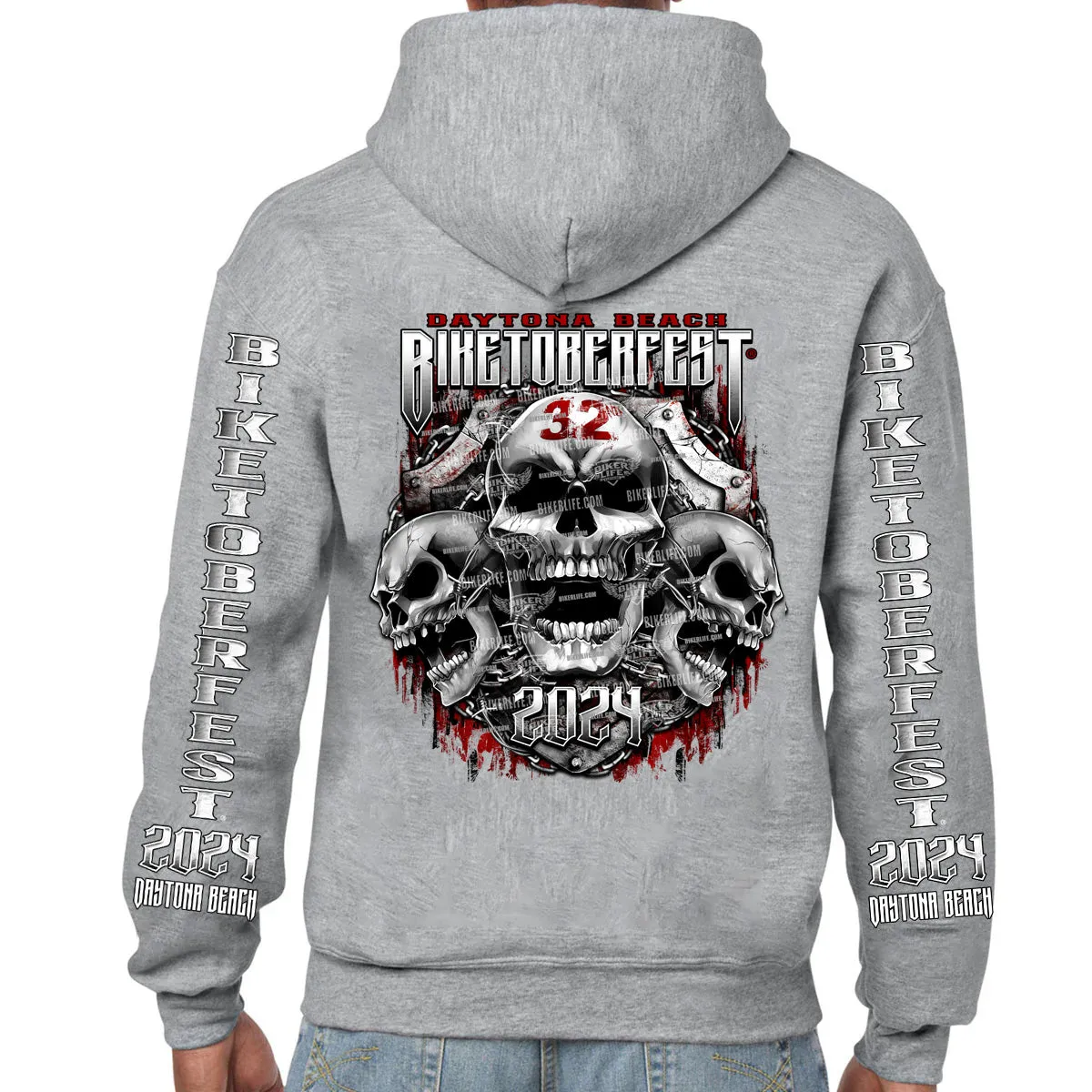 2024 Biketoberfest Daytona Beach Chained Shield Pullover Hoodie