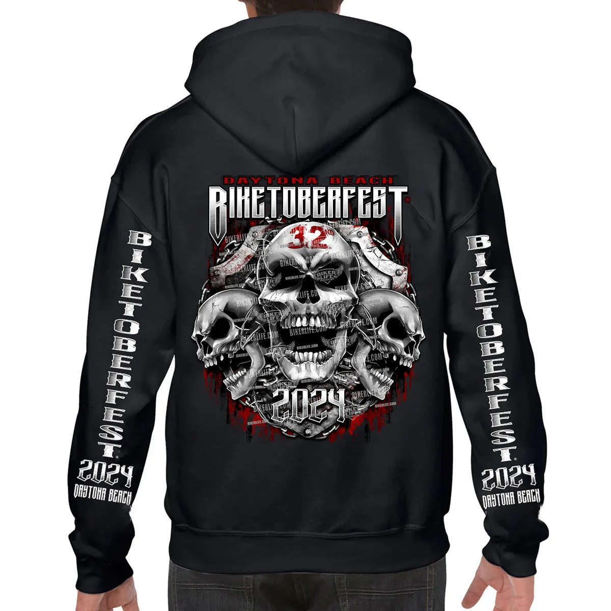 2024 Biketoberfest Daytona Beach Chained Shield Pullover Hoodie
