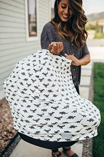 Copper Pearl Baby Car Seat Cover Canopy and Nursing Cover Multi-Use Stretchy 5 in 1 Gift Dinos"Wild", 4.8 Ounces