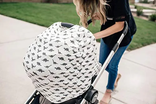 Copper Pearl Baby Car Seat Cover Canopy and Nursing Cover Multi-Use Stretchy 5 in 1 Gift Dinos"Wild", 4.8 Ounces