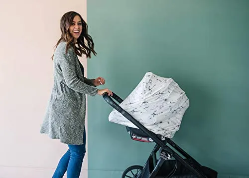Copper Pearl Baby Car Seat Cover Canopy and Nursing Cover Multi-Use Stretchy 5 in 1 Gift"Marble Gray" b