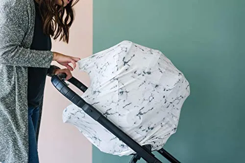 Copper Pearl Baby Car Seat Cover Canopy and Nursing Cover Multi-Use Stretchy 5 in 1 Gift"Marble Gray" b