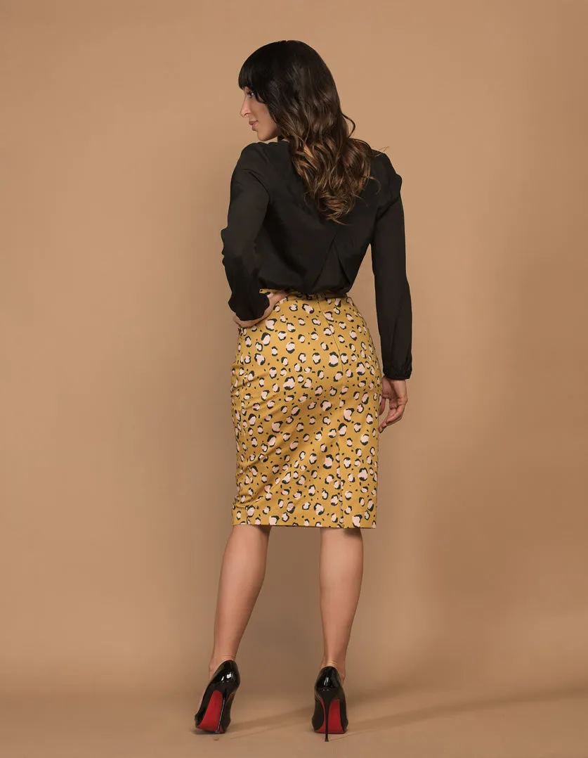 Frances Skirt - Mustard Leopard