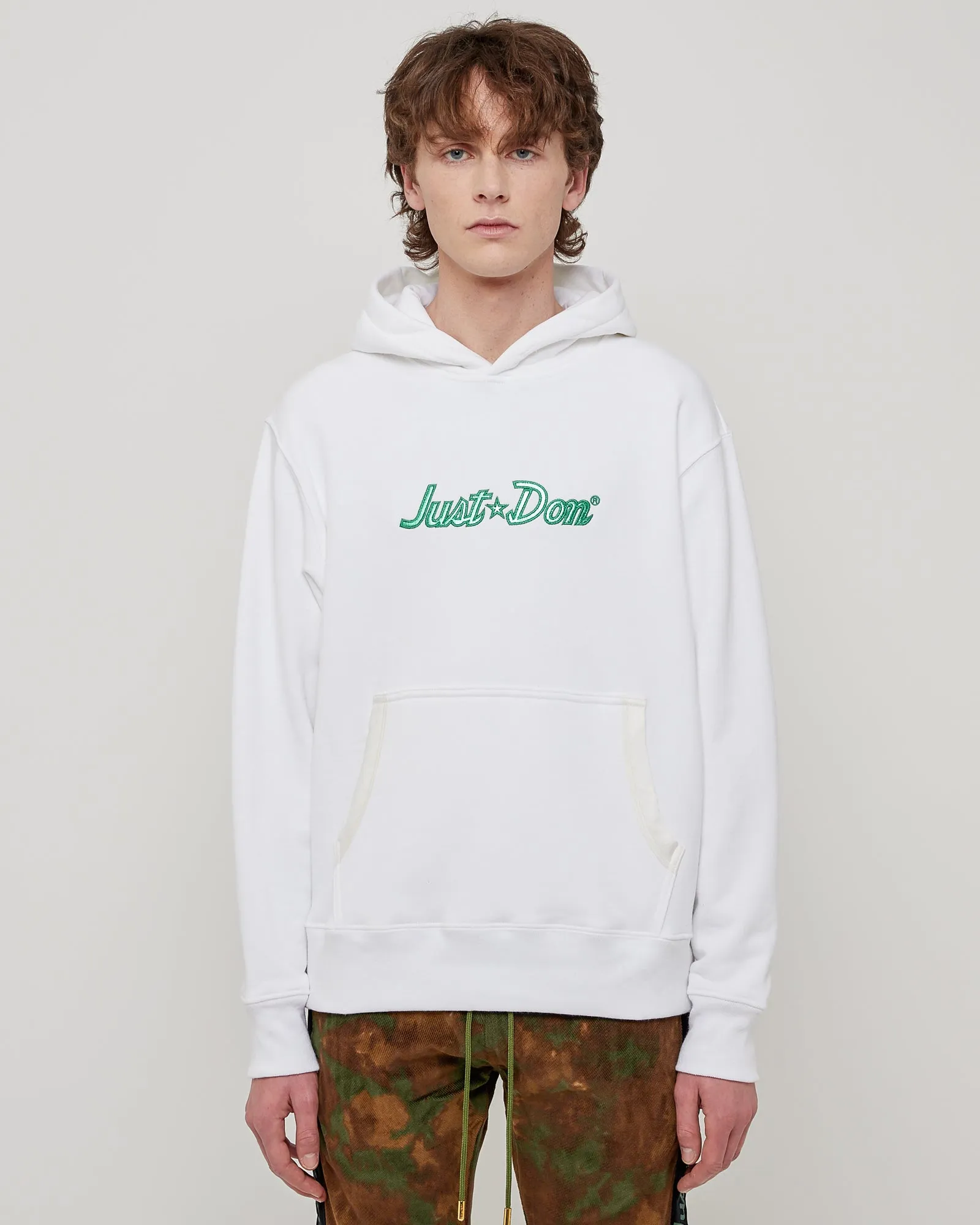 Just Don Logo Hoodie in White