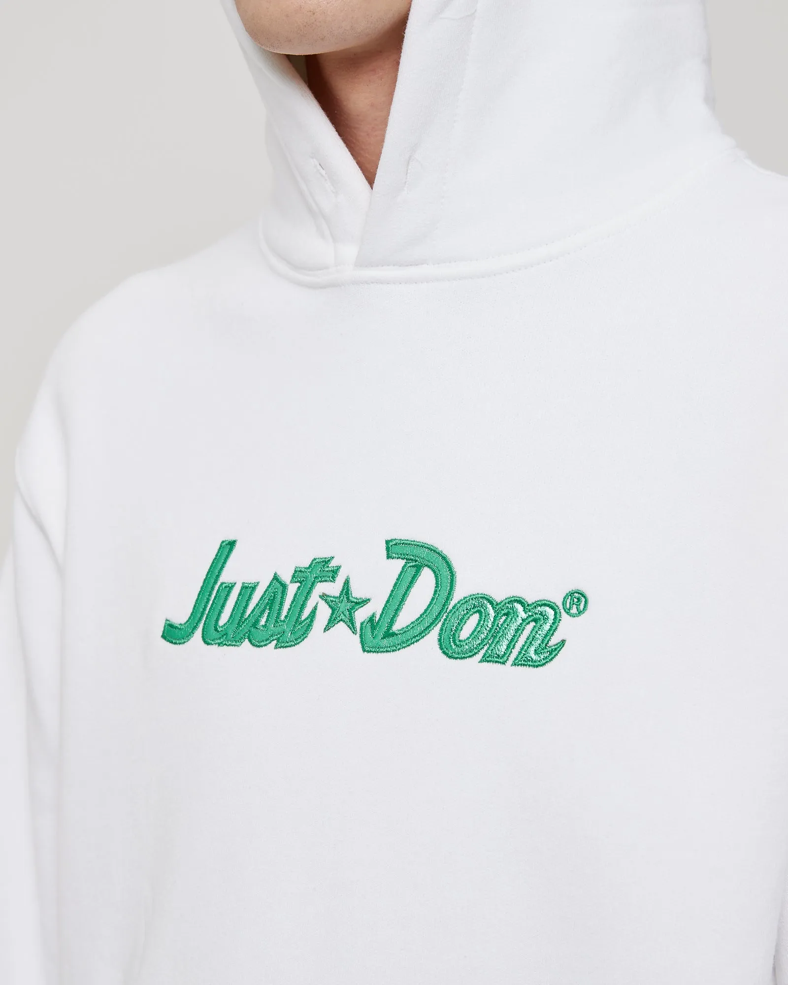 Just Don Logo Hoodie in White