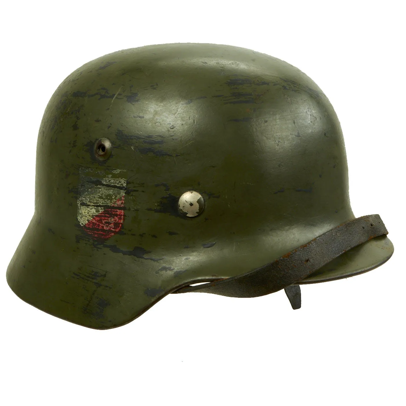 Original German WWII Named Army Heer M35 Double Decal Helmet with 1937 Dated Size 58cm Liner - SE66