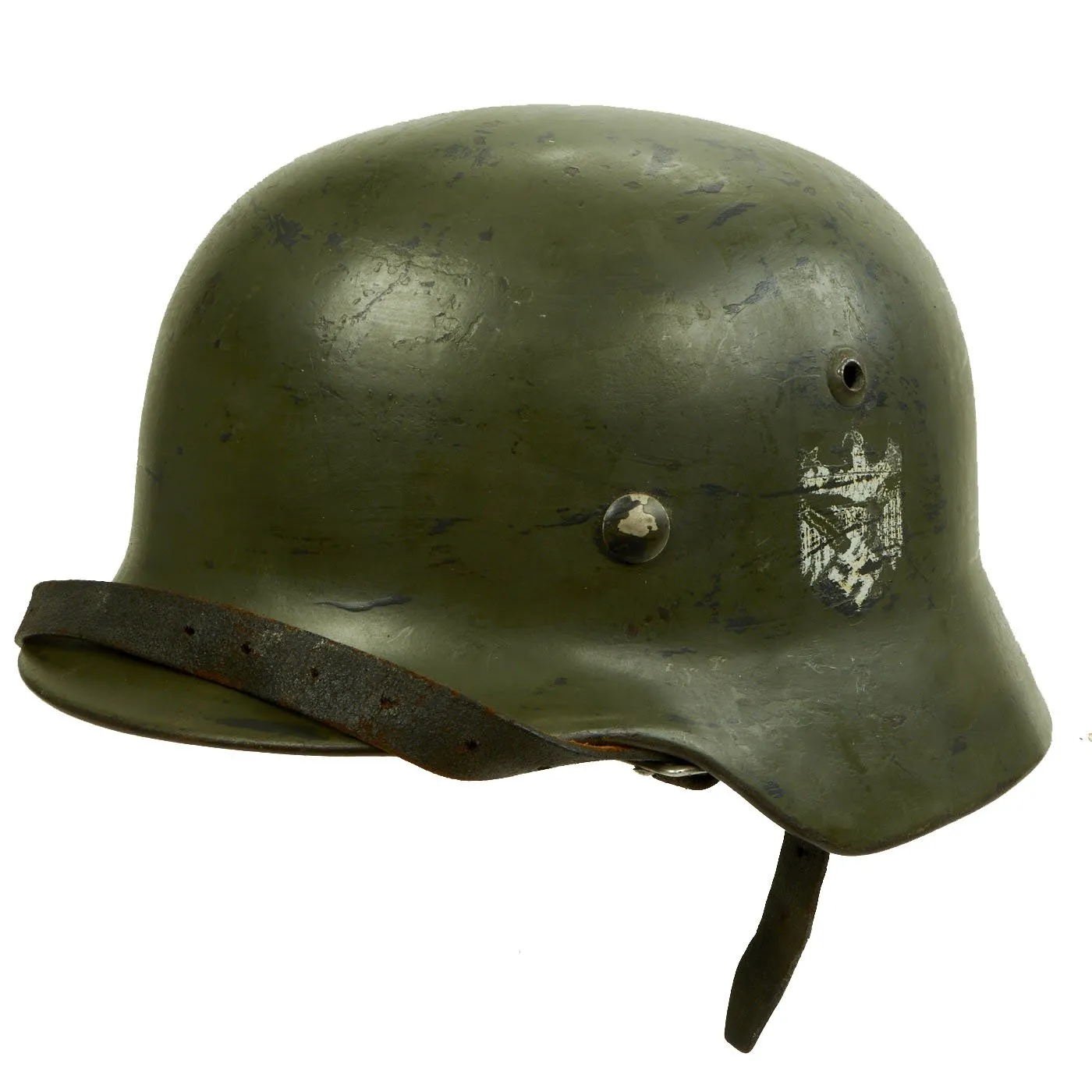 Original German WWII Named Army Heer M35 Double Decal Helmet with 1937 Dated Size 58cm Liner - SE66