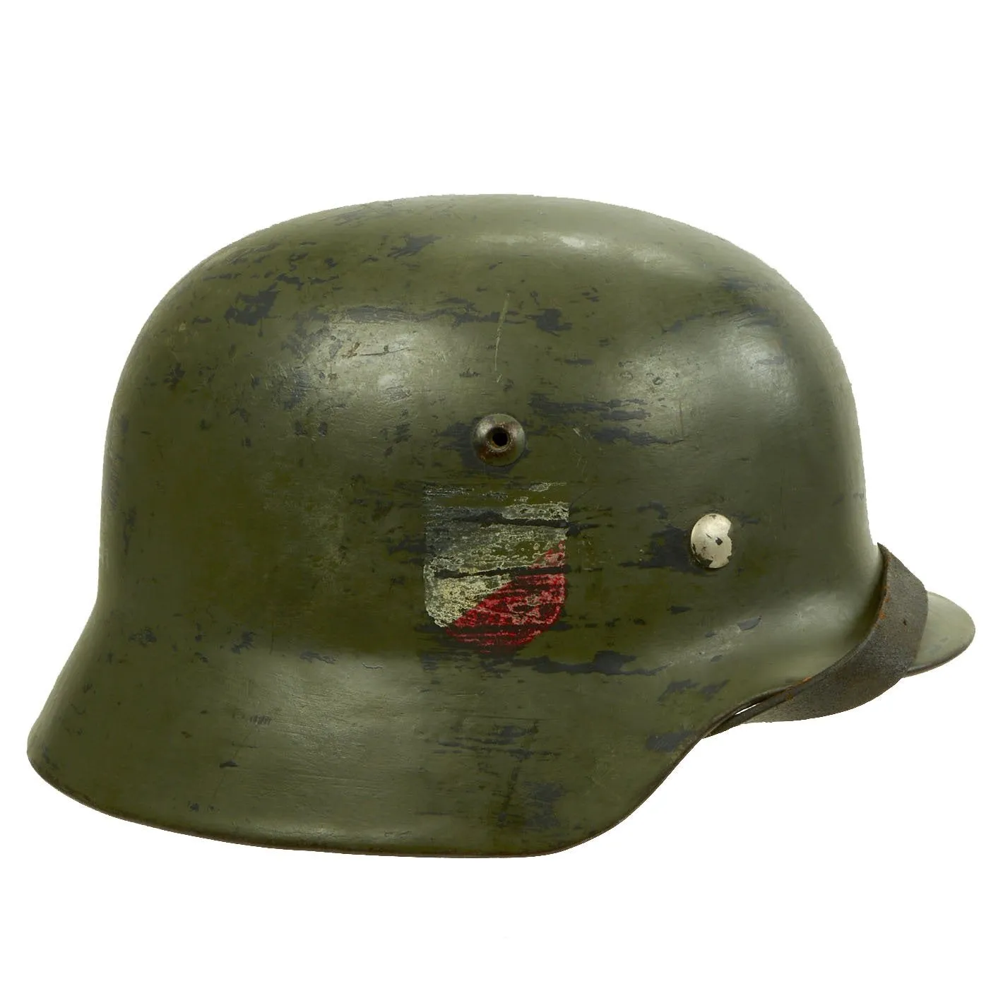 Original German WWII Named Army Heer M35 Double Decal Helmet with 1937 Dated Size 58cm Liner - SE66