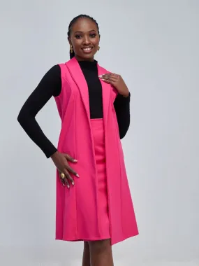 Vivo Zena Sleeveless Shawl Collar Overcoat - Pink