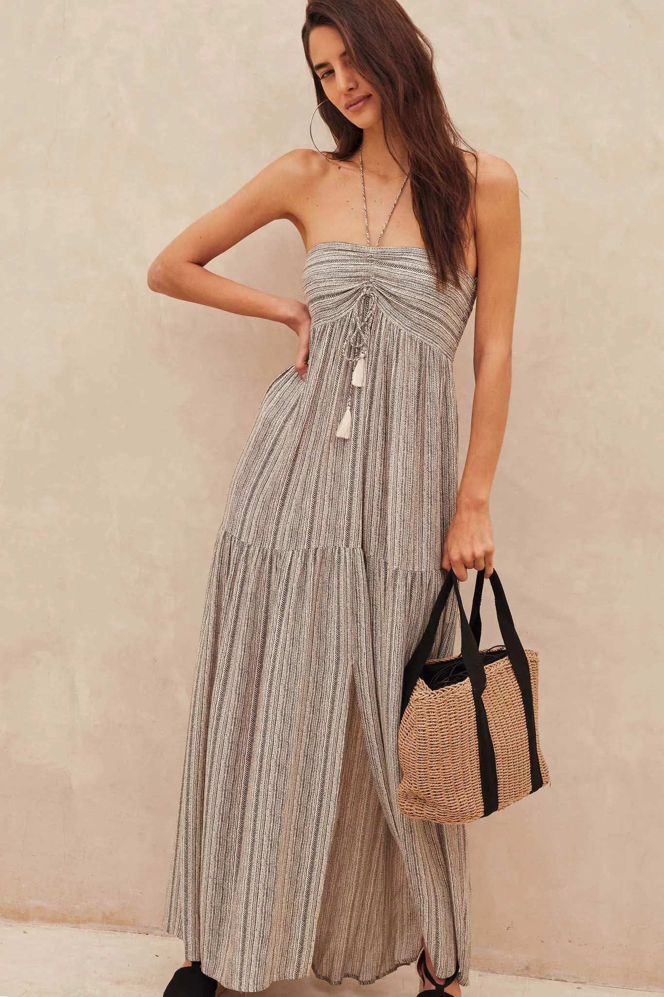 Wandering Journey Geo-Print Halter Maxi Dress